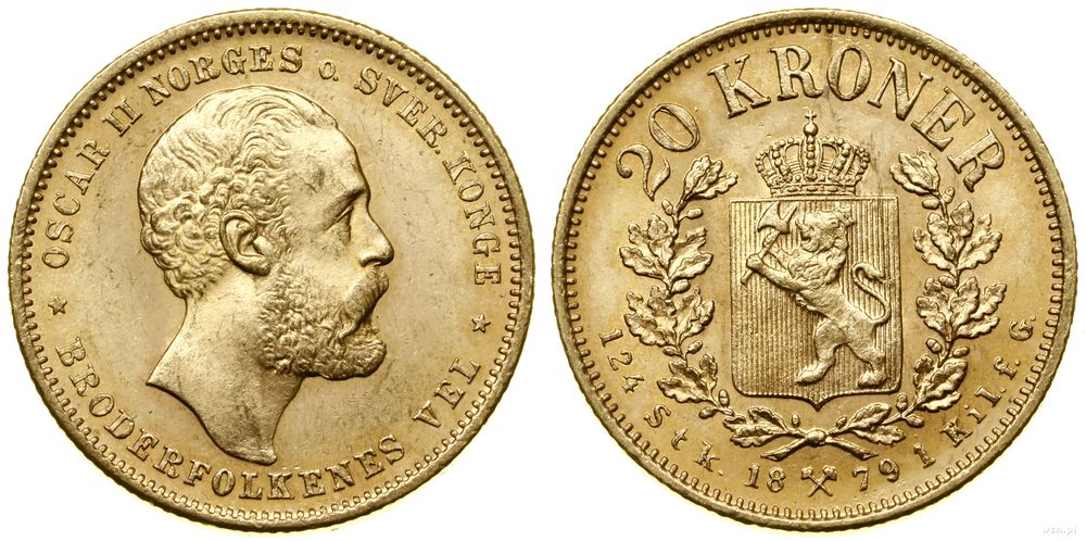 Norwegia, 20 koron, 1879
