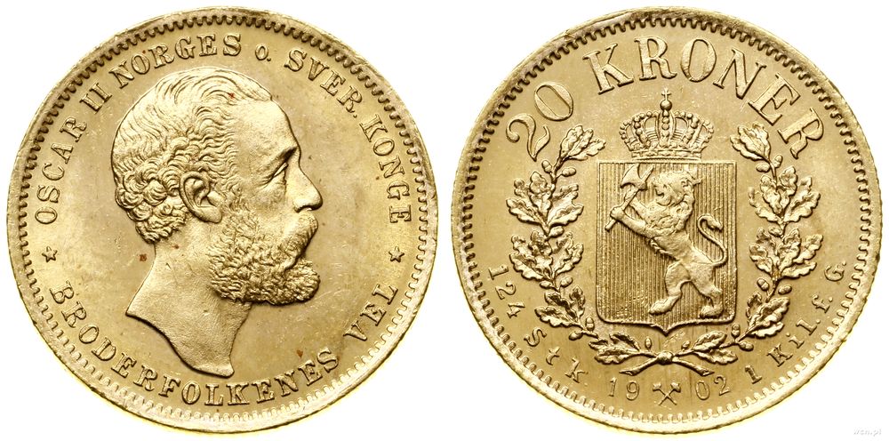 Norwegia, 20 koron, 1902