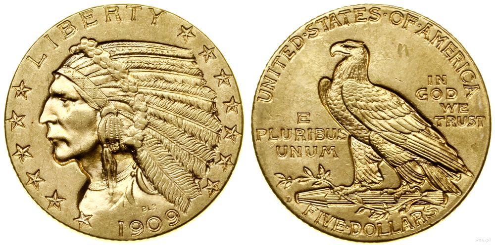 Stany Zjednoczone Ameryki (USA), 5 dolarów, 1909 D