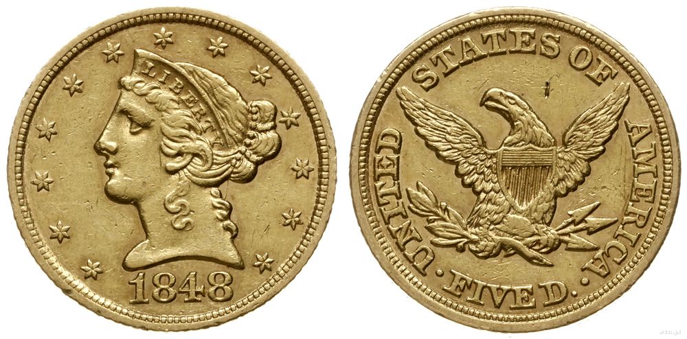 Stany Zjednoczone Ameryki (USA), 5 dolarów, 1848