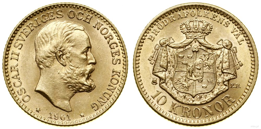 Szwecja, 10 koron, 1901 EB