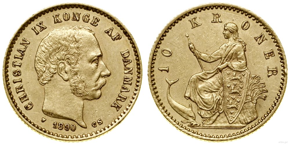 Dania, 10 koron, 1890 CS