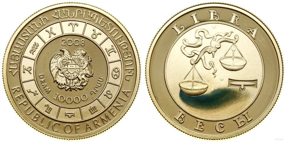 Armenia, 10.000 dram (1/4 uncji), 2008