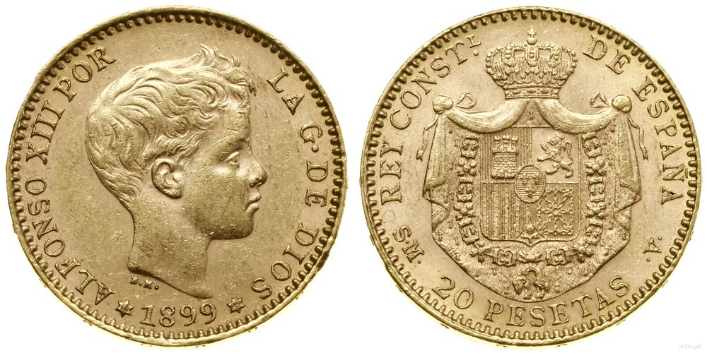 Hiszpania, 20 peset, 1899 (99) SM-V