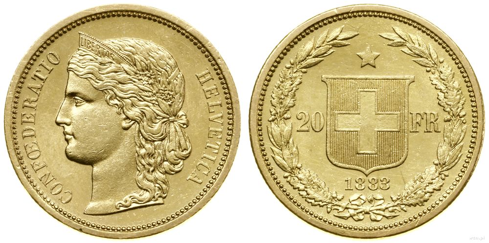 Szwajcaria, 20 franków, 1883