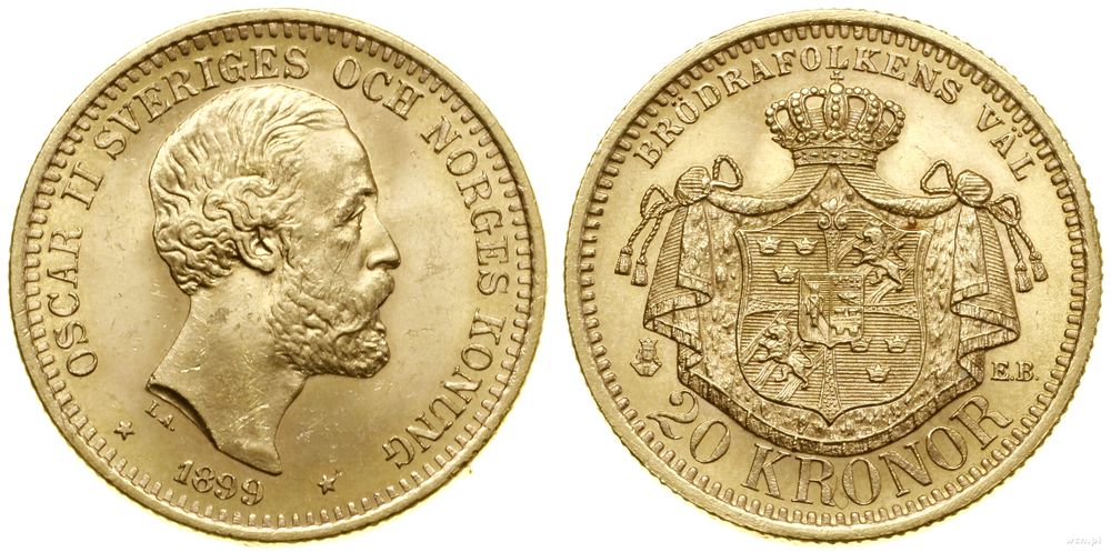 Szwecja, 20 koron, 1899 EB