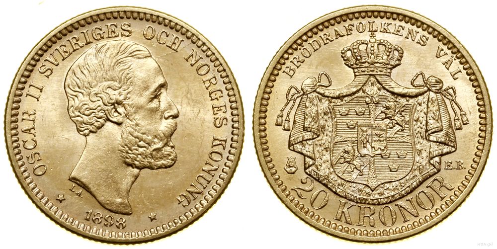 Szwecja, 20 koron, 1898 EB