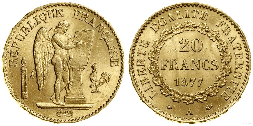 Francja, 20 franków, 1877 A