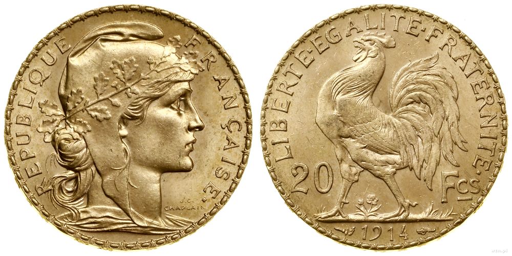 Francja, 20 franków, 1914