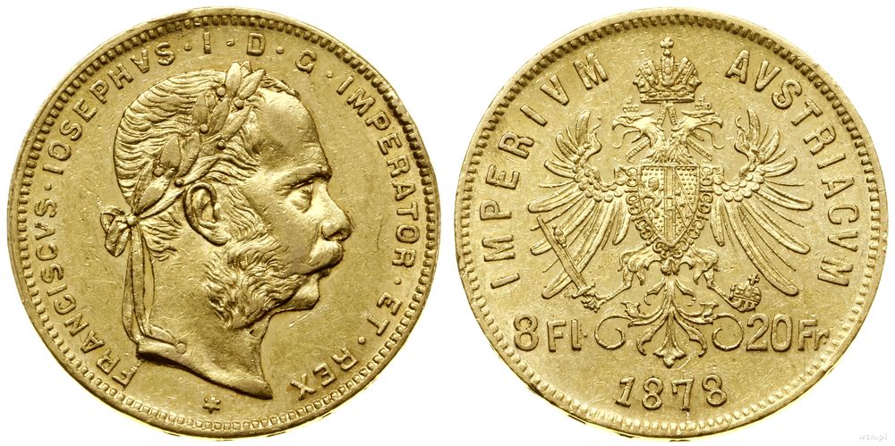 Austria, 8 florenów = 20 franków, 1878