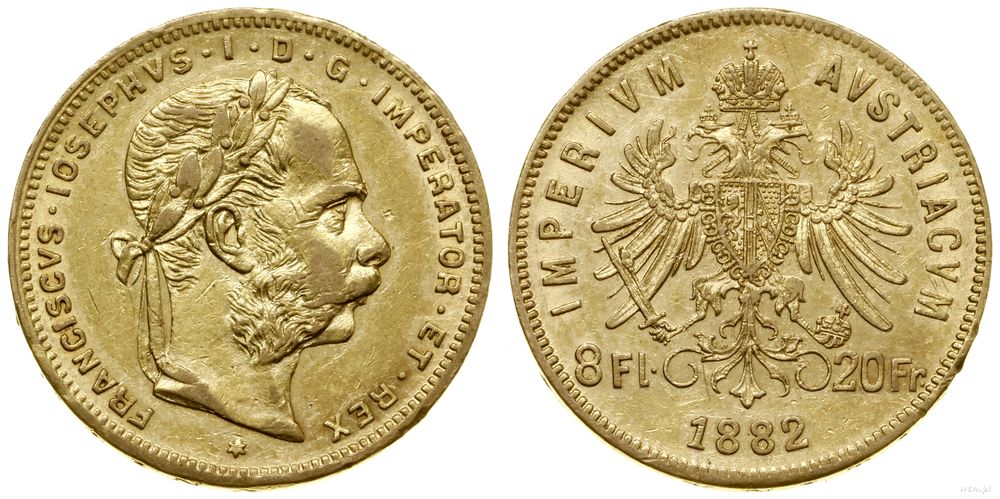 Austria, 8 florenów = 20 franków, 1882