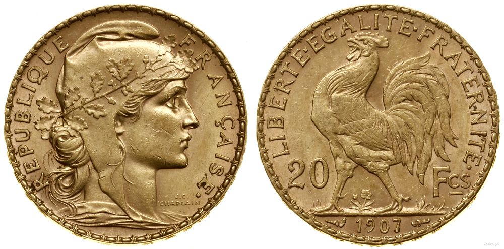 Francja, 20 franków, 1907