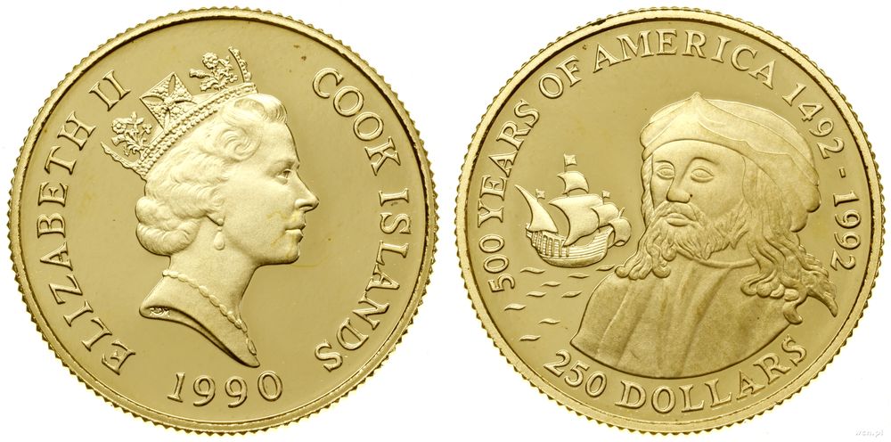 Wyspy Cooka, 250 dolarów = 1/4 uncji, 1990