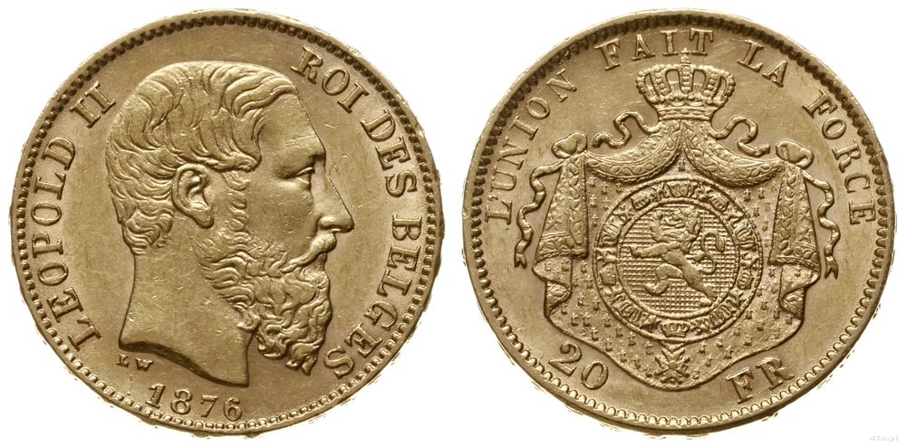 Belgia, 20 franków, 1876