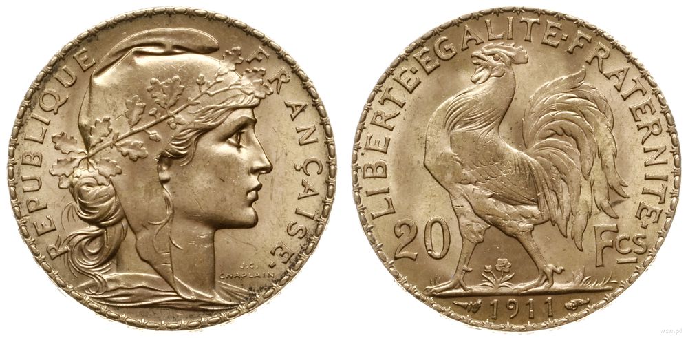 Francja, 20 franków, 1911