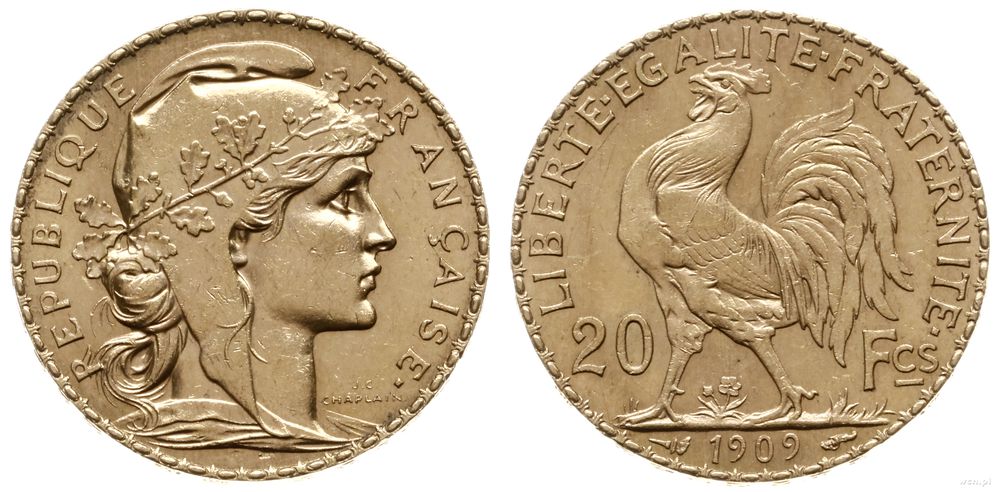 Francja, 20 franków, 1909