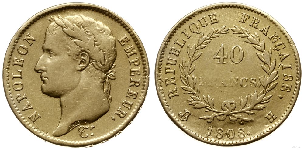 Francja, 40 franków, 1808 H