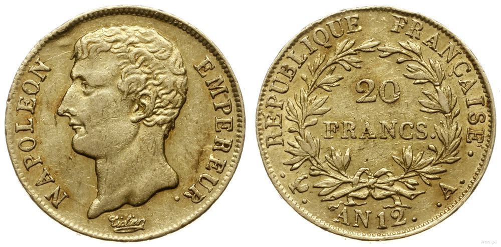 Francja, 20 franków, An 12 A (1803-1804)