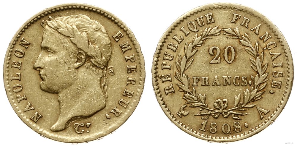 Francja, 20 franków, 1808 A