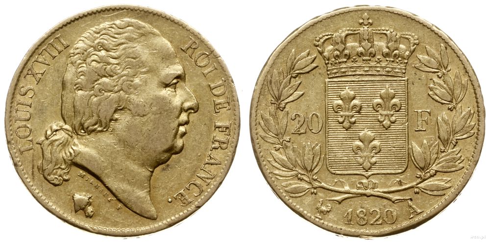 Francja, 20 franków, 1820 A