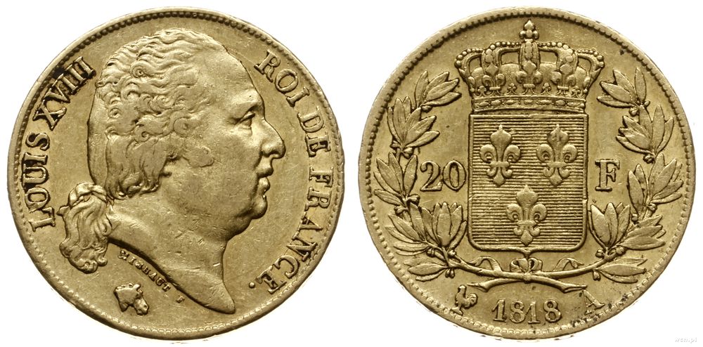 Francja, 20 franków, 1818 A