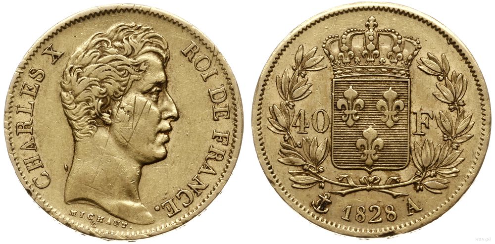 Francja, 40 franków, 1828 A