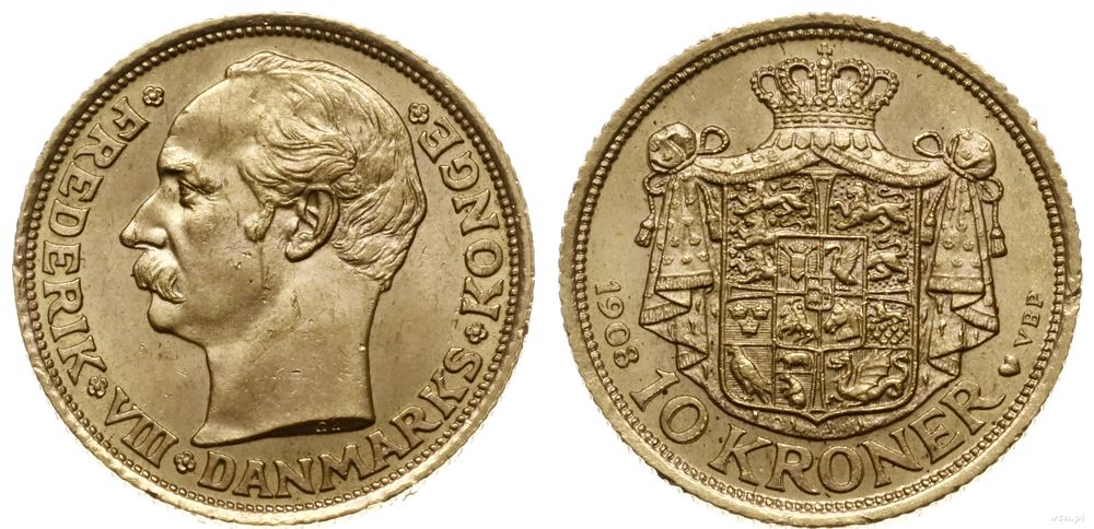 Dania, 10 koron, 1908
