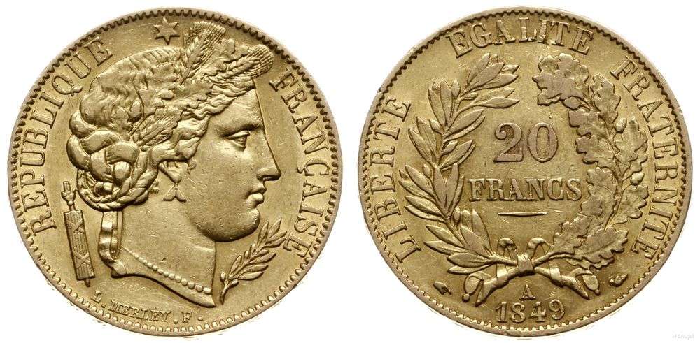 Francja, 20 franków, 1849 A