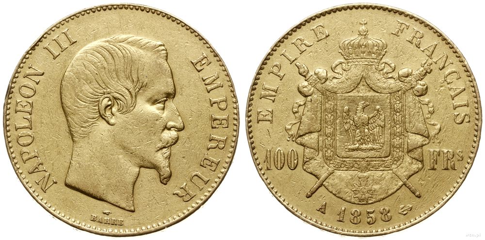 Francja, 100 franków, 1858 A