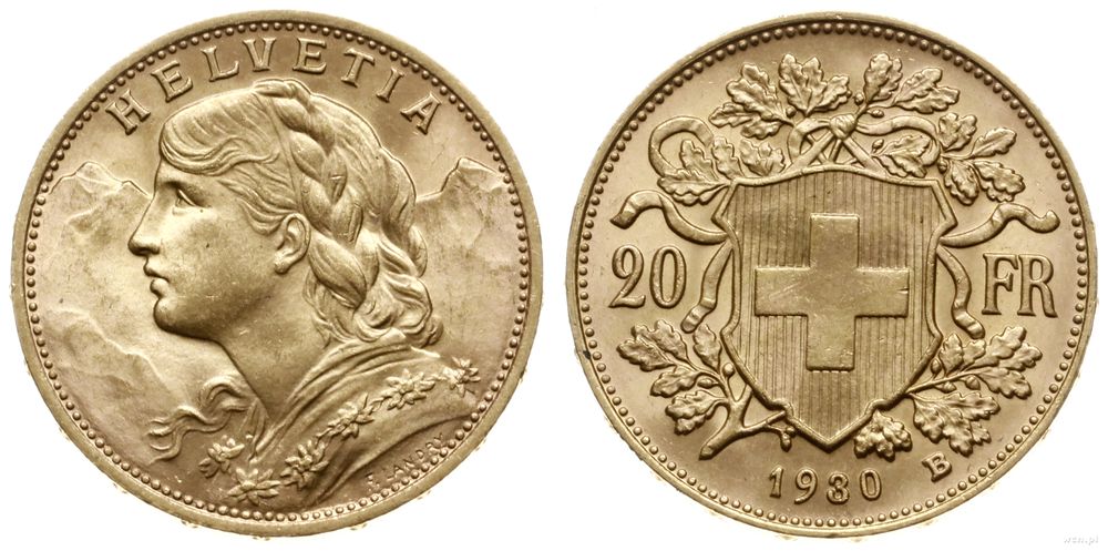 Szwajcaria, 20 franków, 1930 B