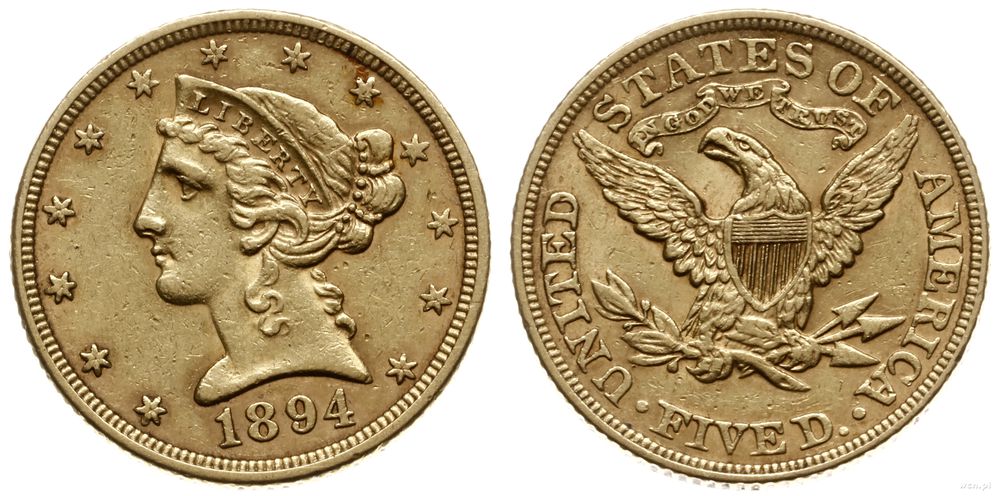 Stany Zjednoczone Ameryki (USA), 5 dolarów, 1894