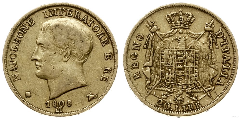 Włochy, 20 lirów, 1808 M