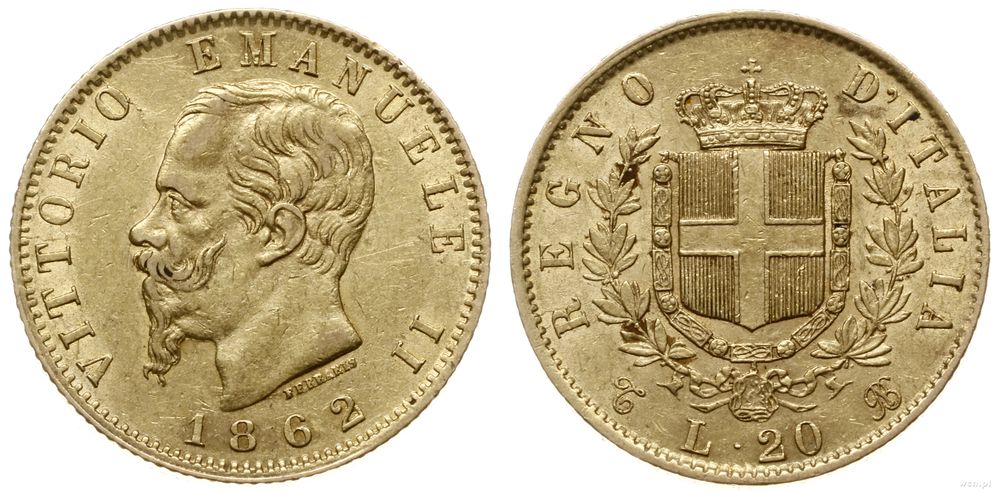 Włochy, 20 lirów, 1862 T-BN