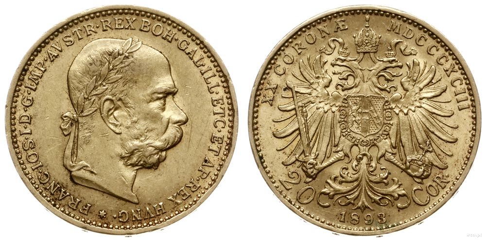 Austria, 20 koron, 1893