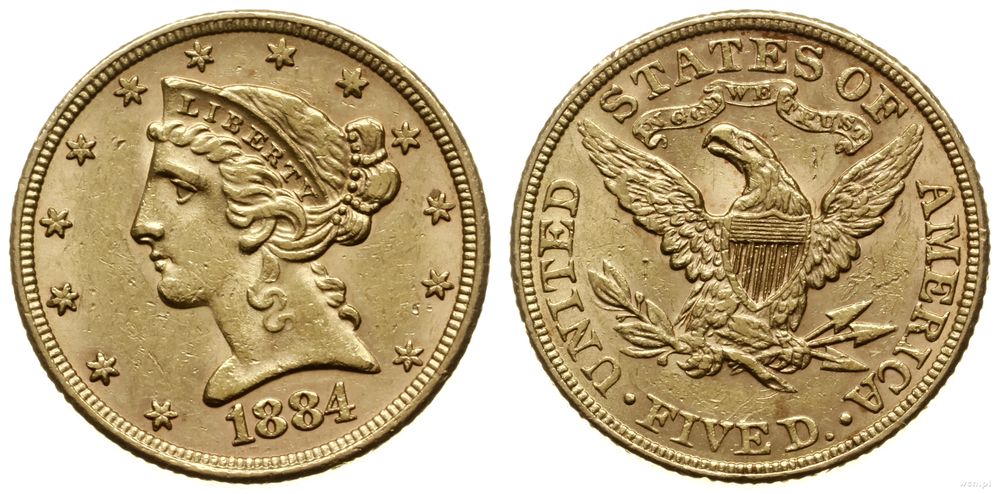 Stany Zjednoczone Ameryki (USA), 5 dolarów, 1884