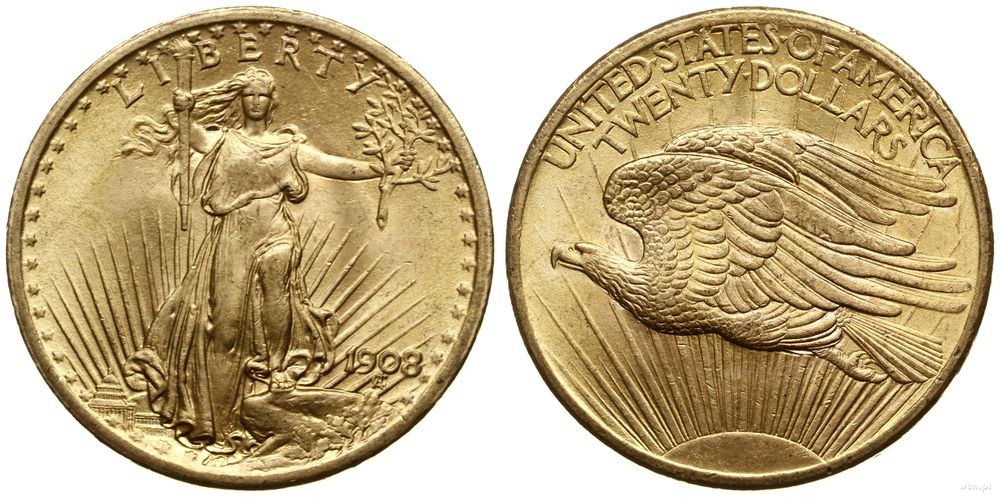 Stany Zjednoczone Ameryki (USA), 20 dolarów, 1908