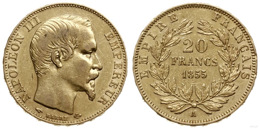 Francja, 20 franków, 1855 A