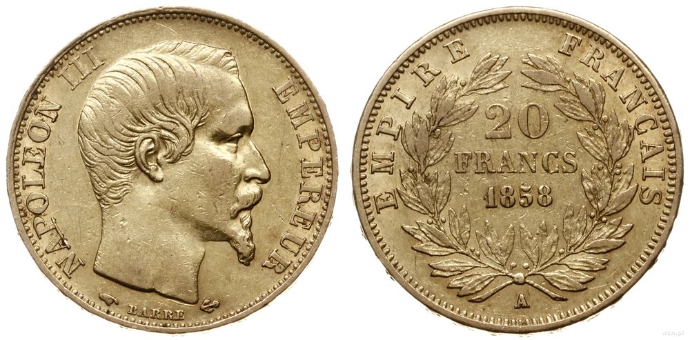Francja, 20 franków, 1858 A