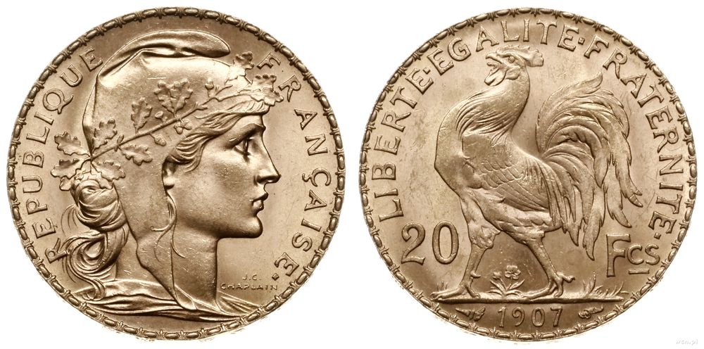 Francja, 20 franków, 1907