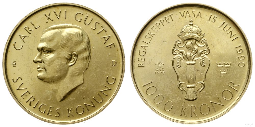 Szwecja, 1000 koron, 1990