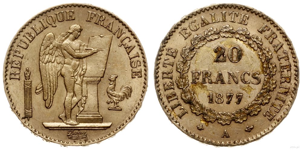 Francja, 20 franków, 1877 A