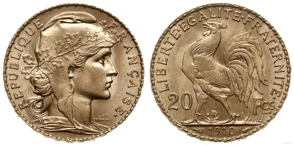 Francja, 20 franków, 1910