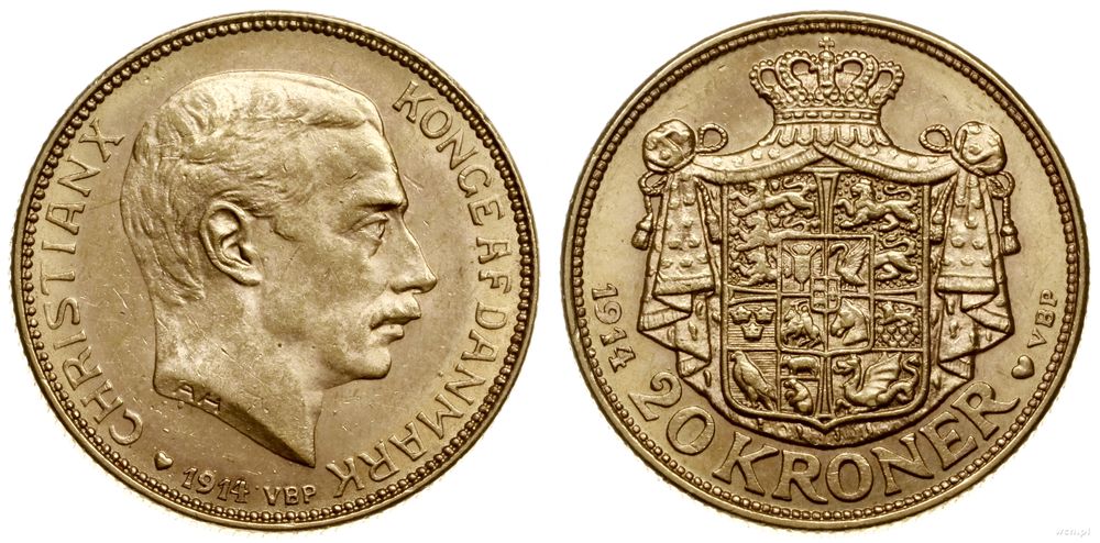 Dania, 20 koron, 1914