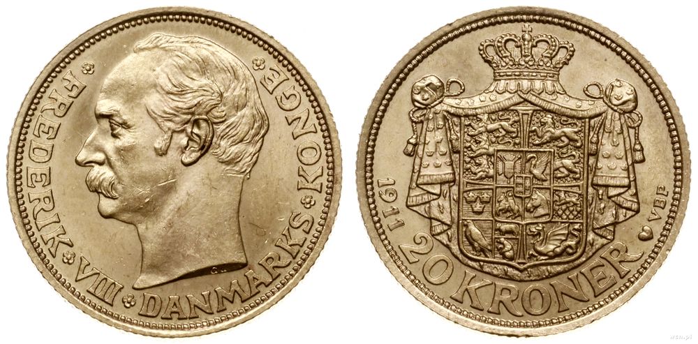 Dania, 20 koron, 1911