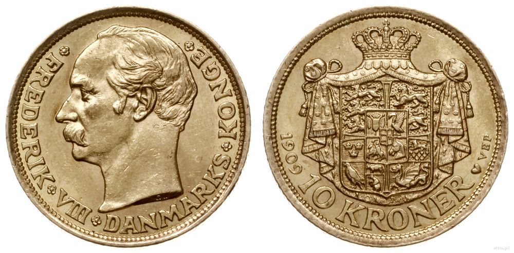 Dania, 10 koron, 1909