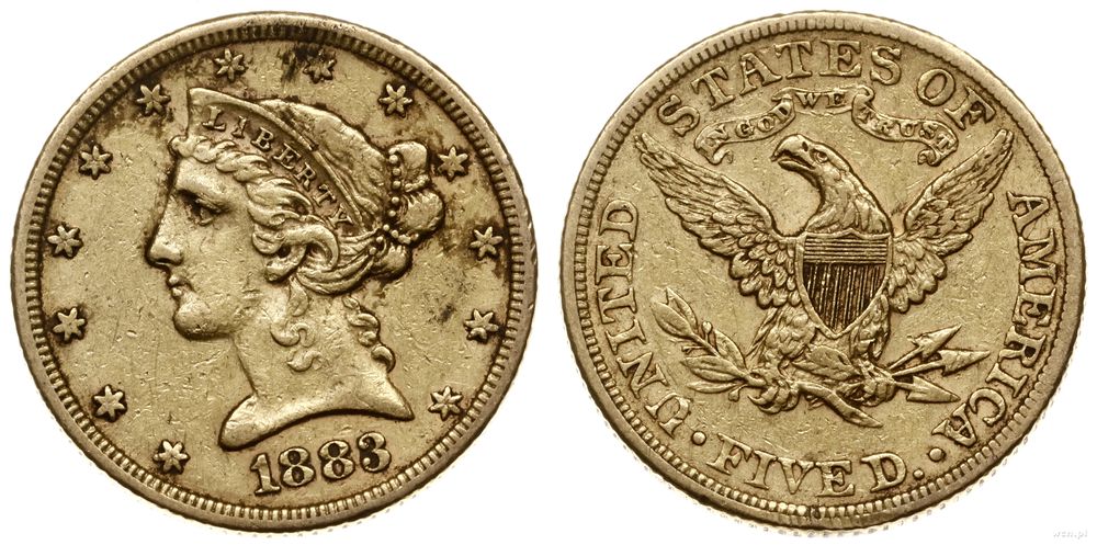 Stany Zjednoczone Ameryki (USA), 5 dolarów, 1883