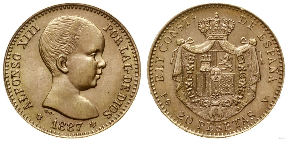 Hiszpania, 20 peset, 1887 (1962)