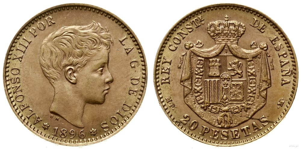 Hiszpania, 20 peset, 1896 (1962)