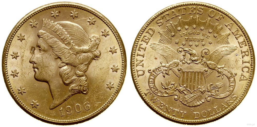 Stany Zjednoczone Ameryki (USA), 20 dolarów, 1906 S