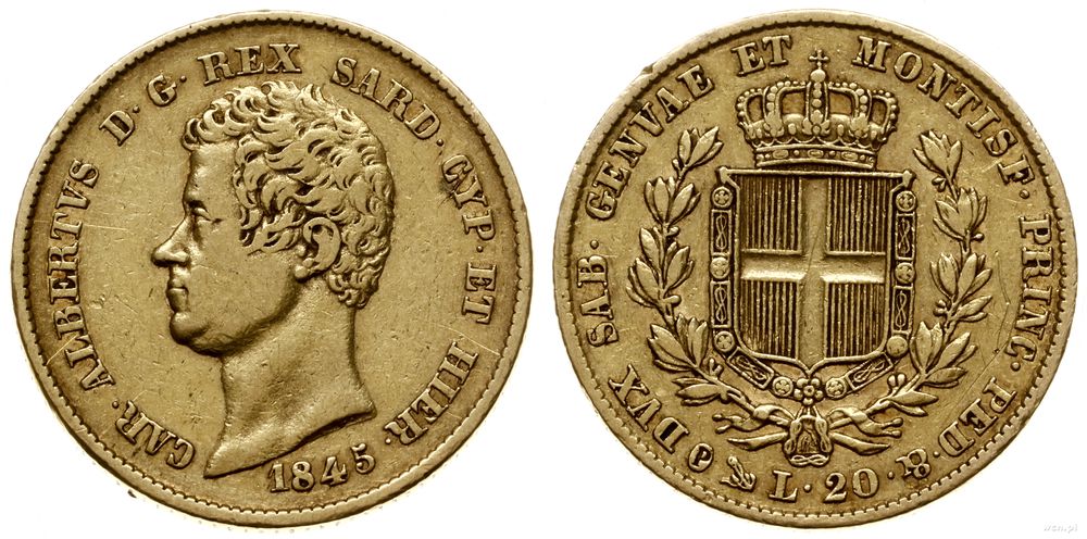 Włochy, 20 lirów, 1845